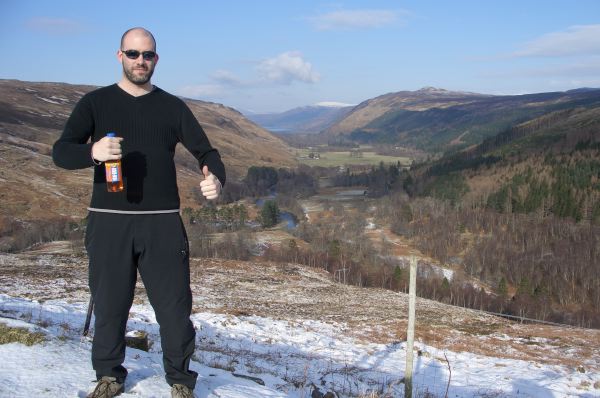 Irn-Bru, snow and a highland view.